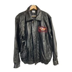 JOBAR INTL INC. MOTO Leather Jacket with USA/Eagle emblem,Men’s Med,Women’s XL